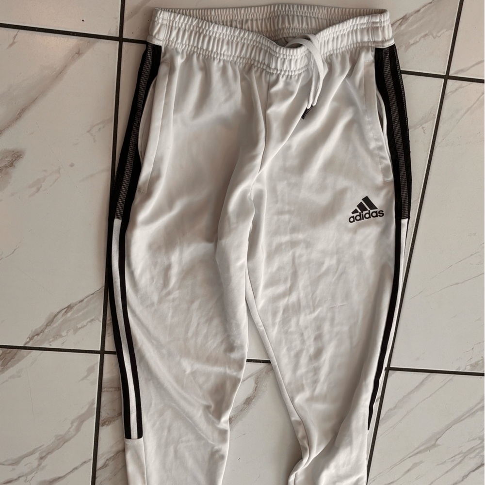 Adidas White Joggers with Black Accents